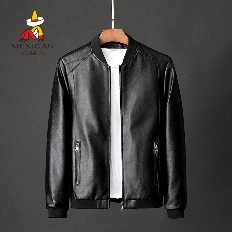 稻草人皮衣男士外套春秋款皮夹克男休闲2025新款机车服冬季大码