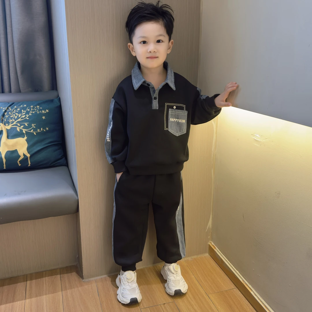 男童套装春秋季2025新款儿童POLO衫衣服痞帅小男孩长袖卫衣两件套