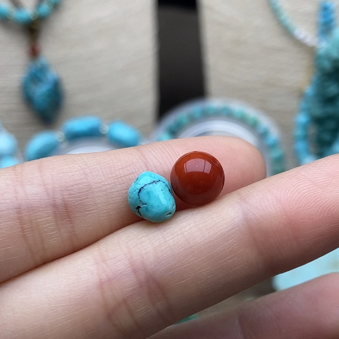 南红玛瑙未镶嵌福利玉化蓝豆子