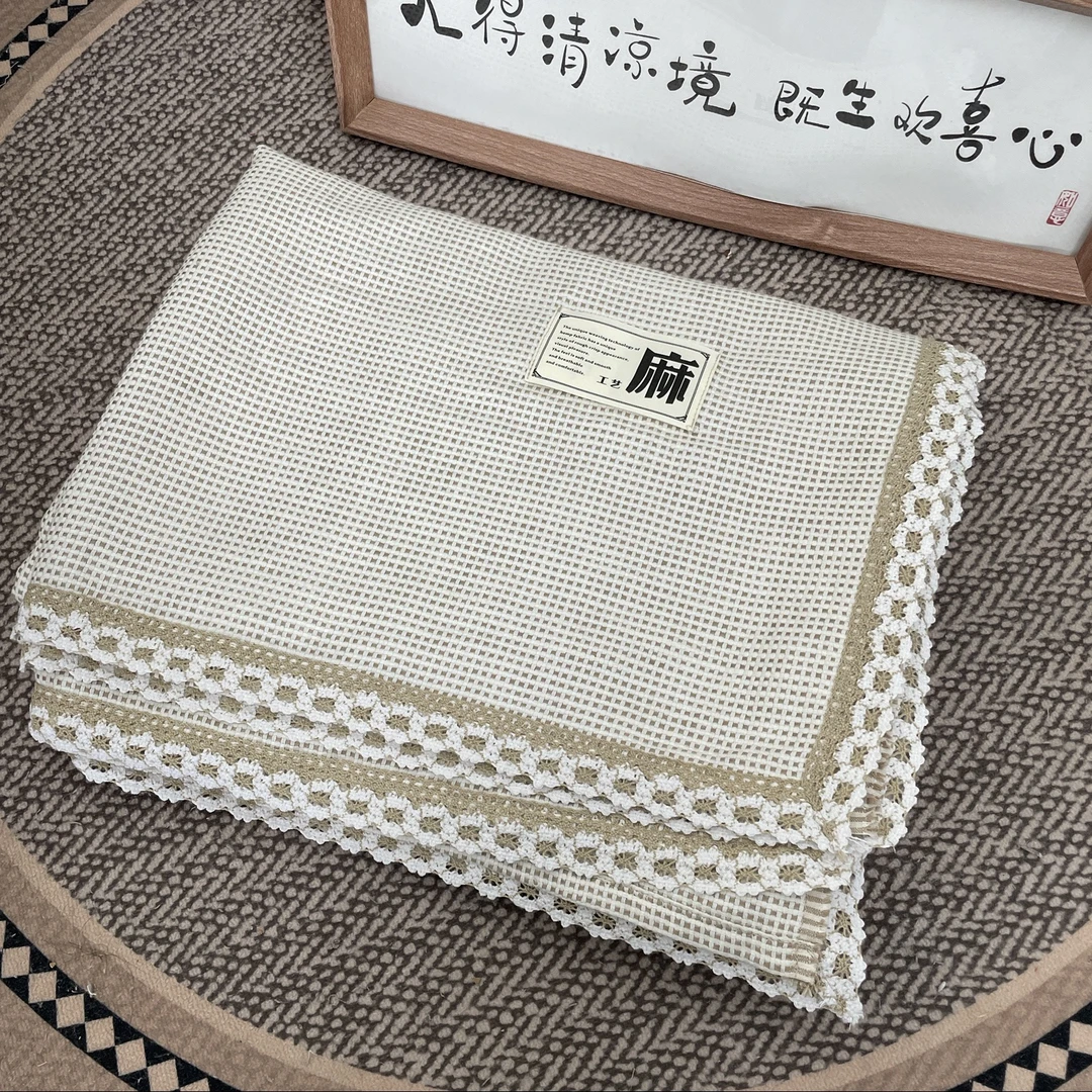 尾单清货纯麻雨露麻色织盖毯编织毯150x200cm透气可折叠