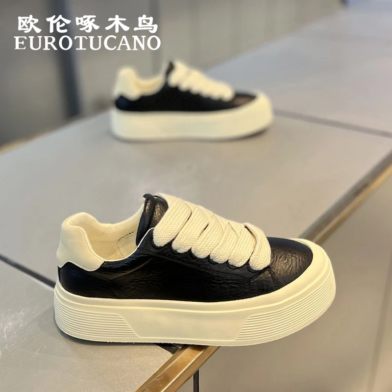 欧伦啄木鸟EUROTUCANO男鞋冬季潮流百搭休闲板鞋男士厚底运动皮鞋