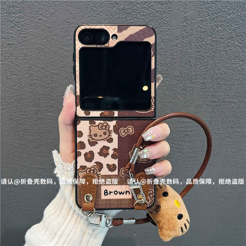 (三星zflip6系列)金属折叠皮纹适用三星zflip6手机保护壳防摔潮壳