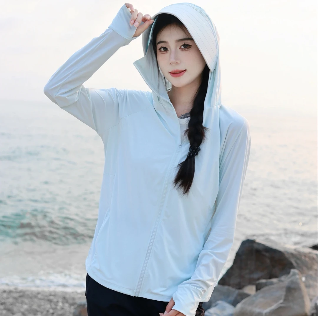 南雀源厂冰感女春夏户外防紫外线可拆卸帽檐款透气户外服饰防晒衣