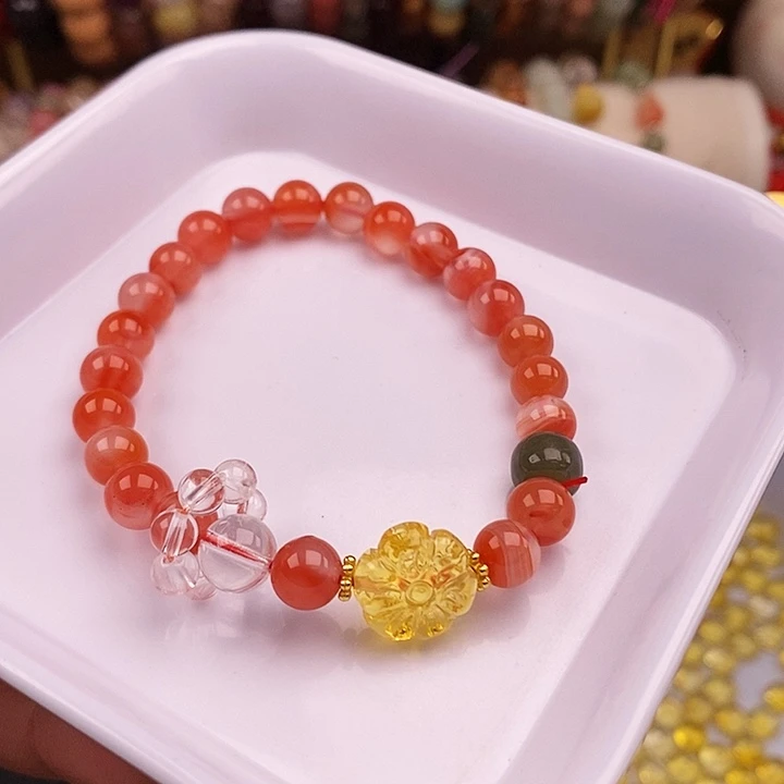 未镶嵌卡7冰飘南红人一条玛瑙/玉髓