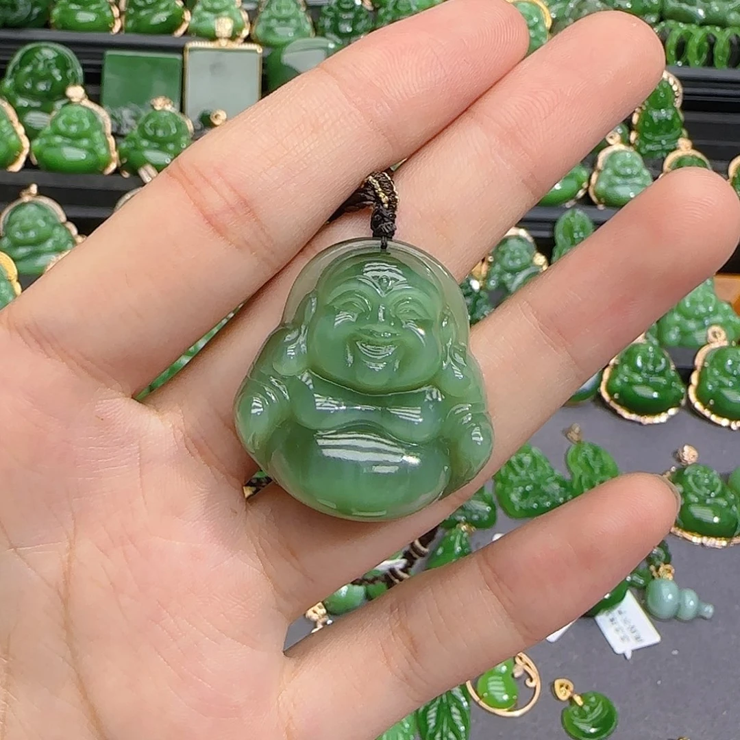 和田玉（碧玉）未镶嵌颈饰特价款32m粉青佛公