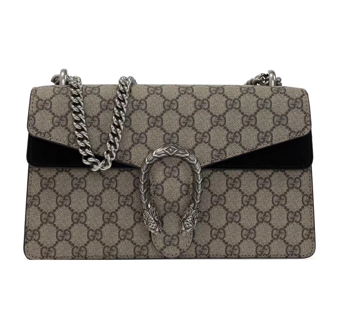 99新 GUCCI/古驰 【交个朋友专属】中号拼色酒神链条包