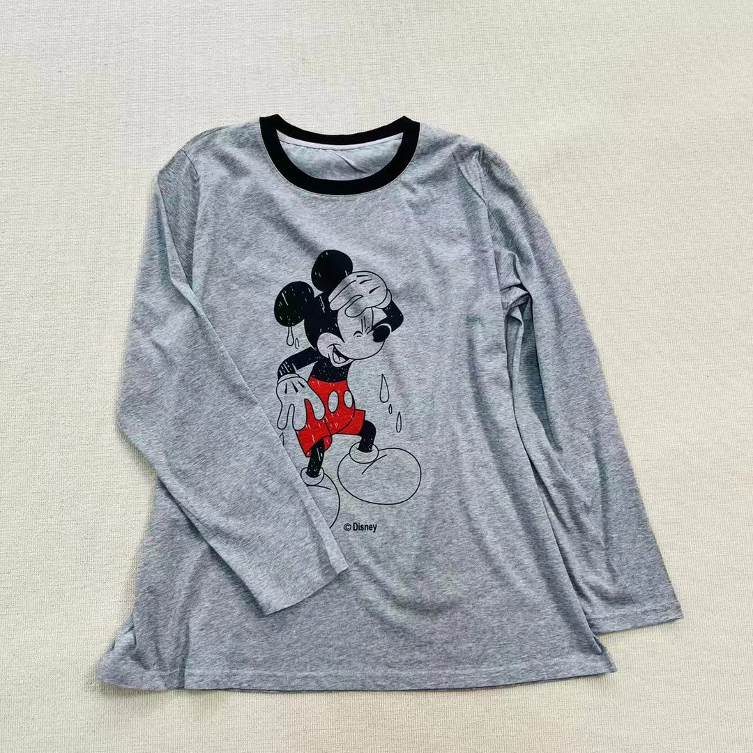 D33652 新款时尚经典米奇卡通印花圆领长袖T恤