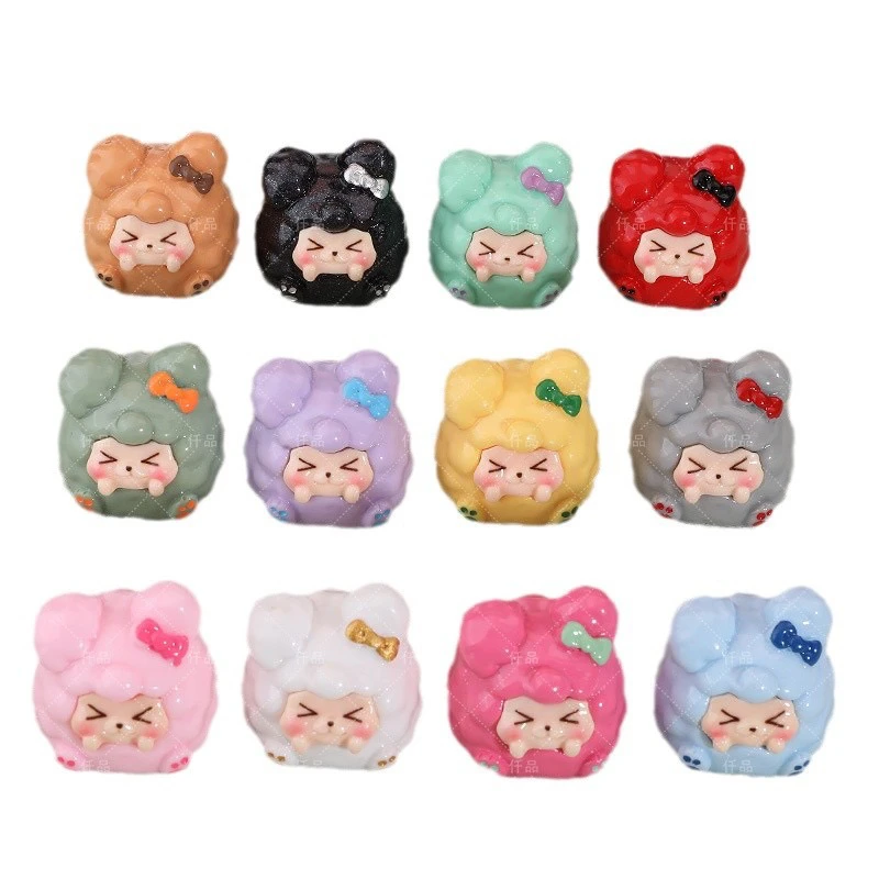 【开火车】新款折耳蝴蝶结福气团子对对碰DIY树脂小摆件