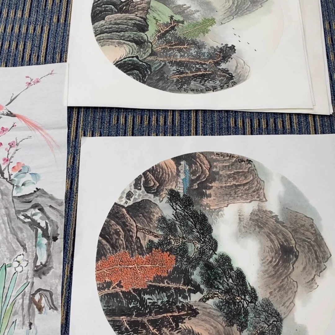 国画玄****）国画山水四尺斗方两张闫合行  琪