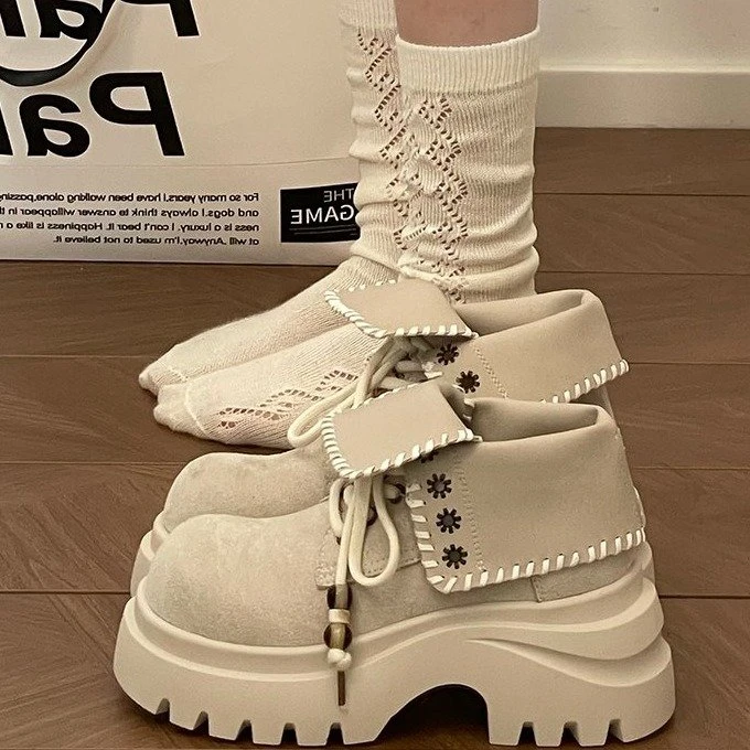 英伦风小个子厚底马丁靴女款2025新款秋季显瘦增高短靴子