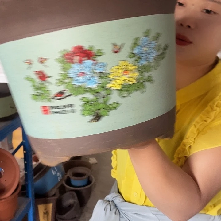 陈波绿色大号花盆紫砂花盆