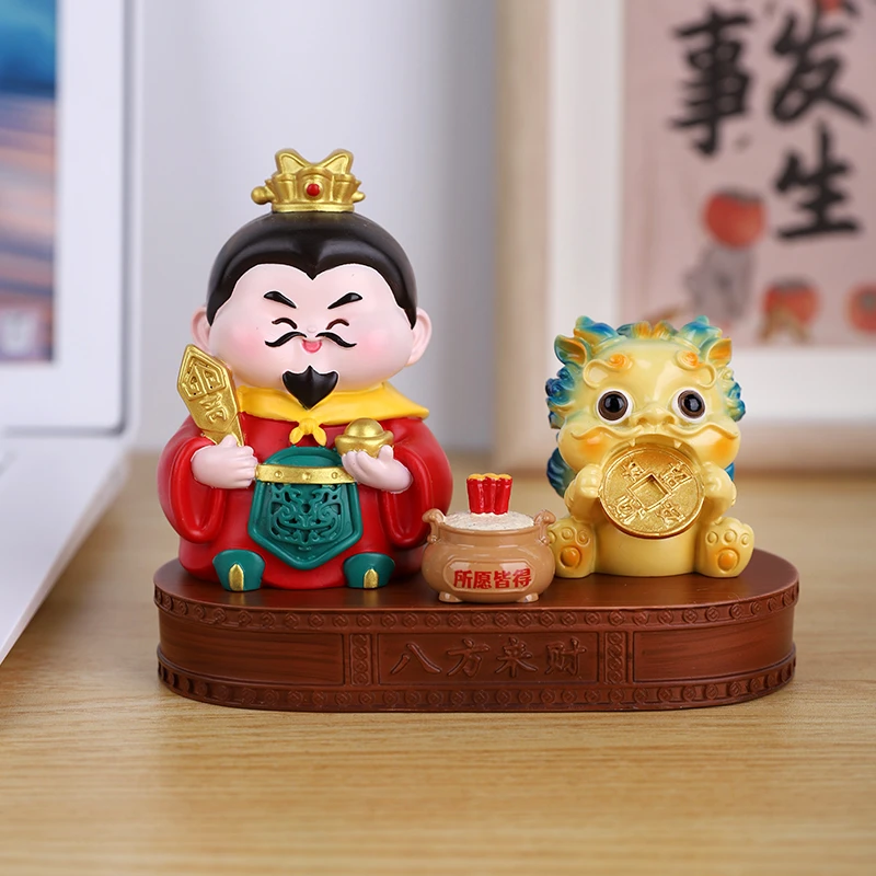 国潮招财公仔摆件关公五路财神一套办公桌面工位装饰文创小礼物