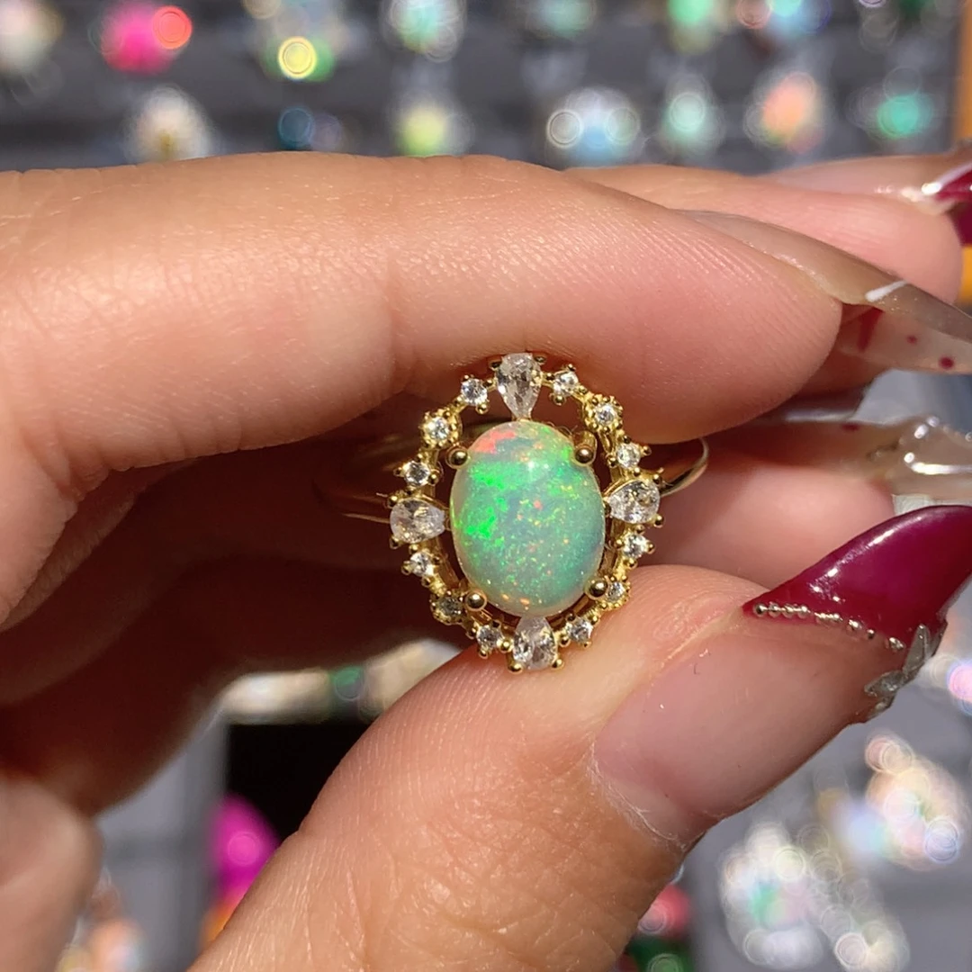 欧泊银S925镶嵌欧泊戒指y