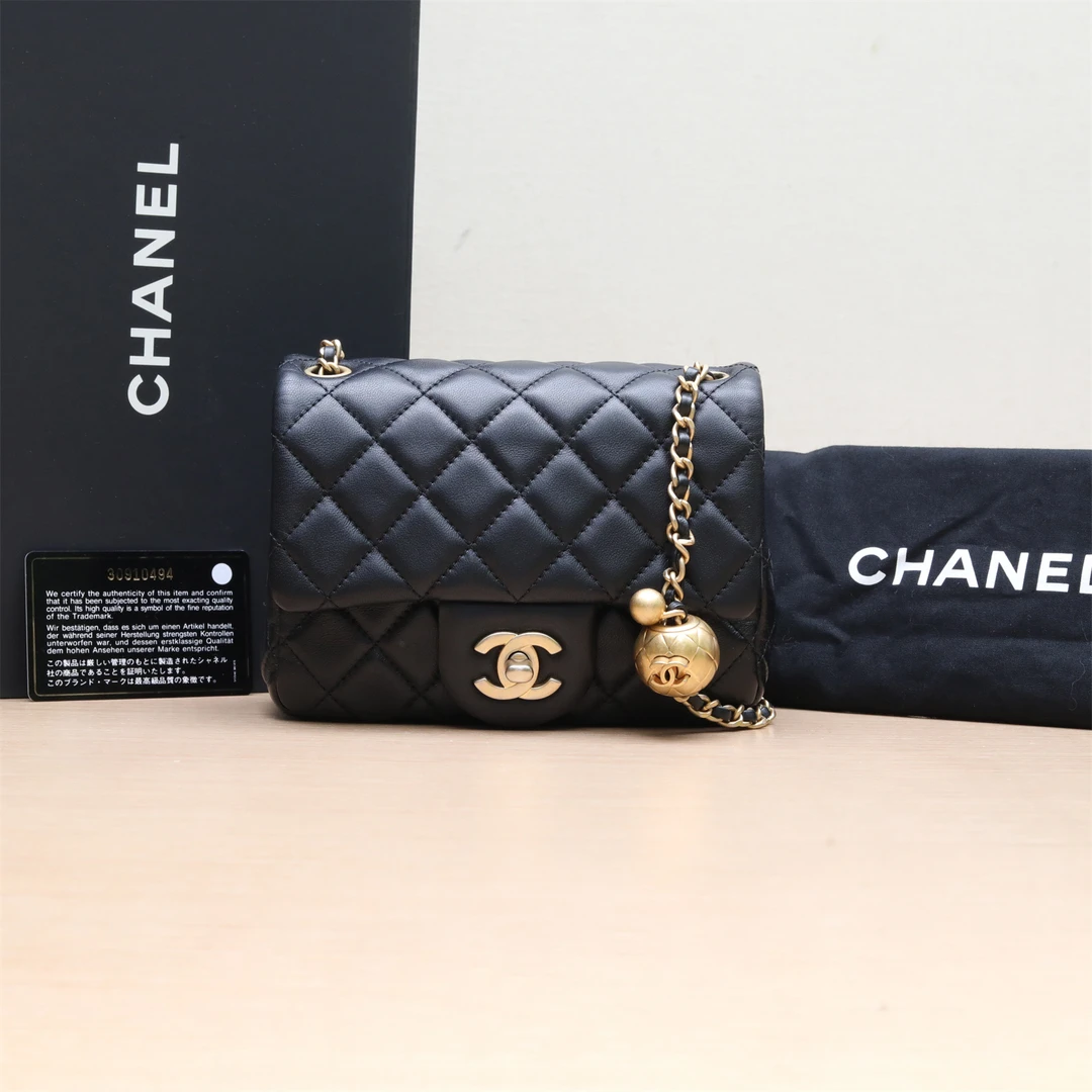 95新 Chanel/香奈儿 【双双】CF 口盖包 方胖子17 30开金球调节扣