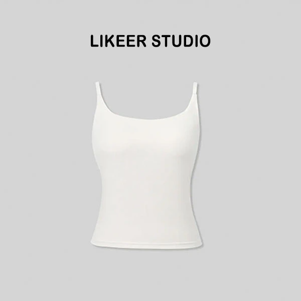 李可儿【柔贴背心】2024夏季新款内搭带垫吊带方领背心美背L001