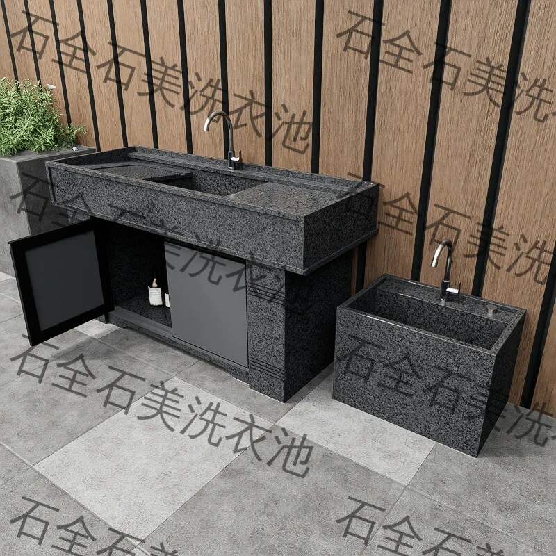 定制天然花岗岩洗衣池可作洗手盆用于室内外阳台庭院