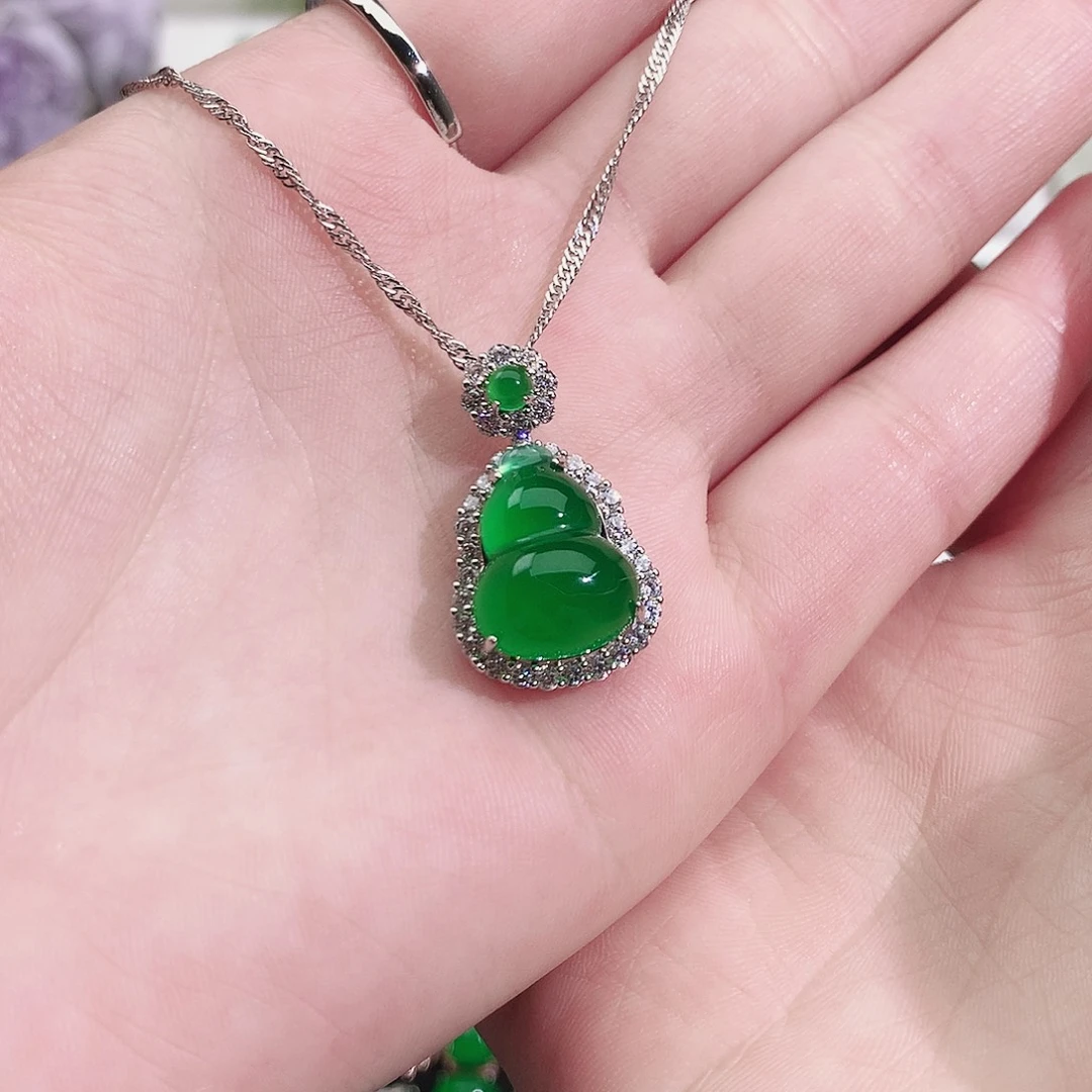 玛瑙/玉髓未镶嵌耳钉纯天然珠宝玉石正品葫芦项链银