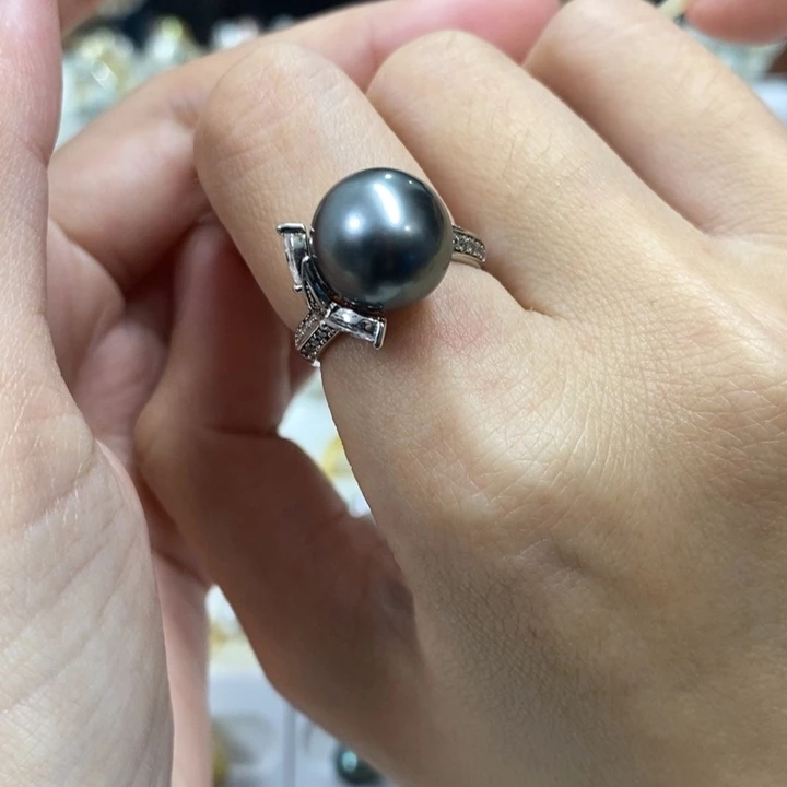 银S925镶嵌戒圈海水珍珠，链接10