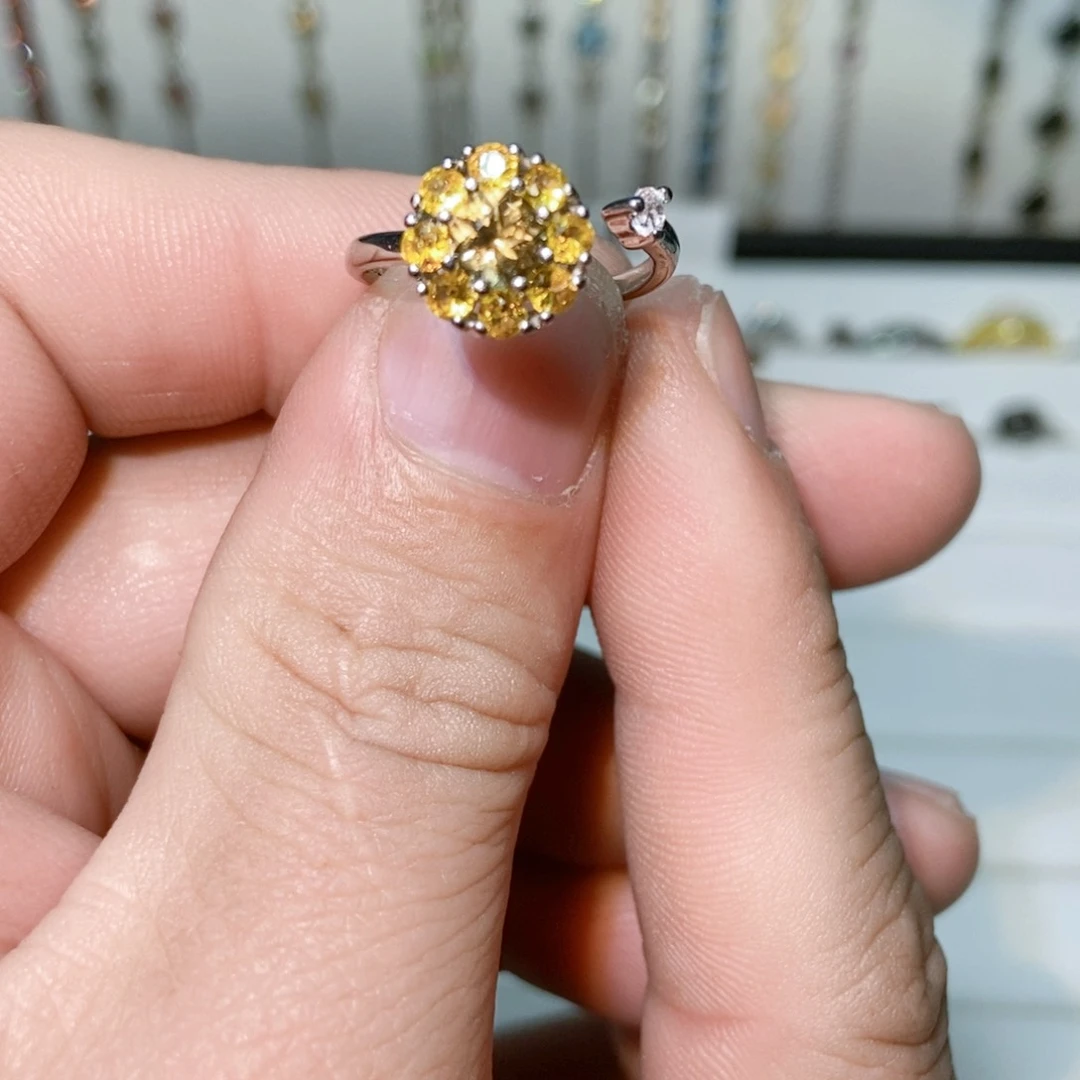 绿水晶戒指银S925镶嵌