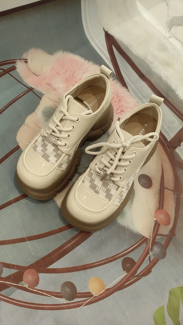 2025春秋网面爆款厚底乐福鞋增高7cm增高休闲乐福鞋