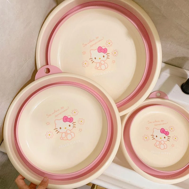 可爱hellokitty折叠洗脸盆家用便携式盆子学生宿舍洗衣服洗衣盆HR