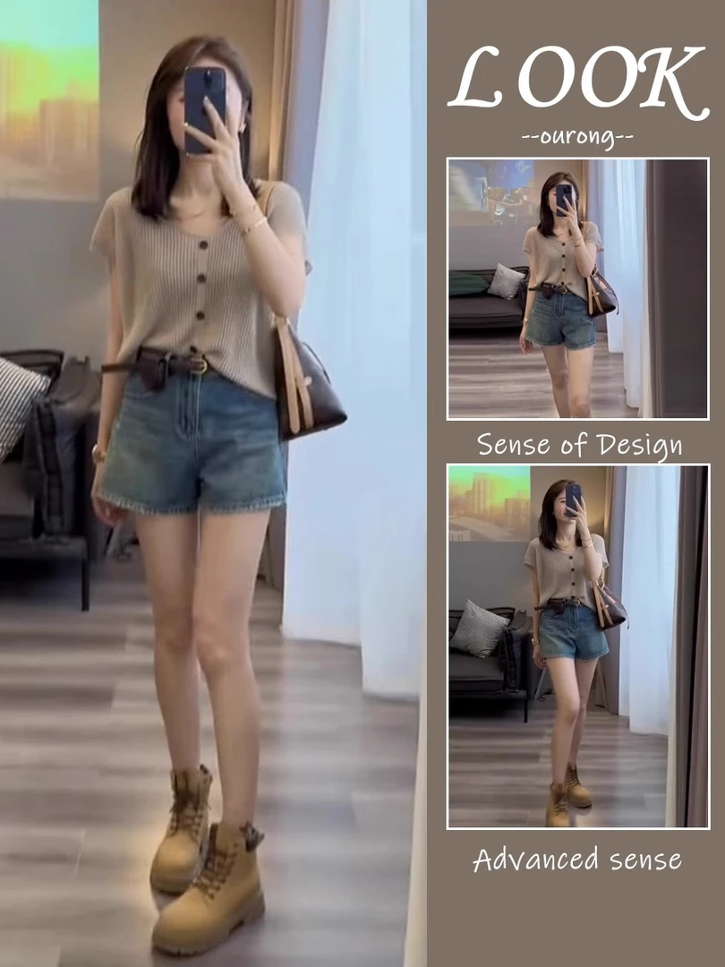 女装2024新款夏装活泼减龄遮肚子显瘦上衣搭配短裤今年流行两件套