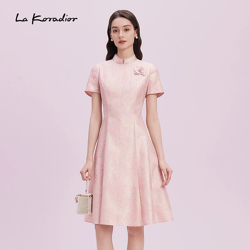 La Koradior拉珂蒂气质2025商场同款新款中式国风桑蚕丝连衣裙女