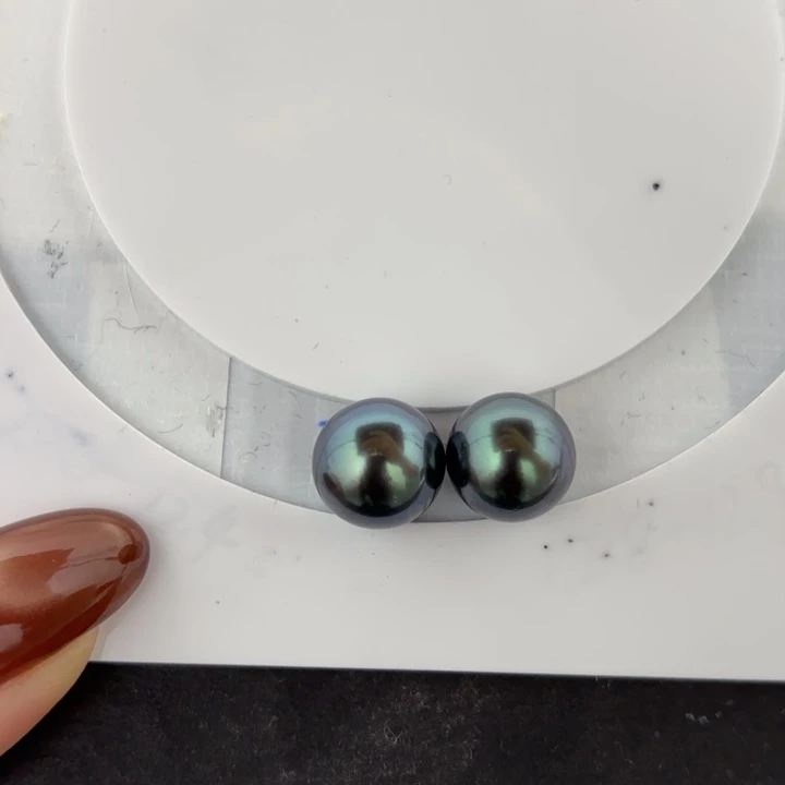 定制海水珍珠未镶嵌裸珠10-11mm大溪地两颗