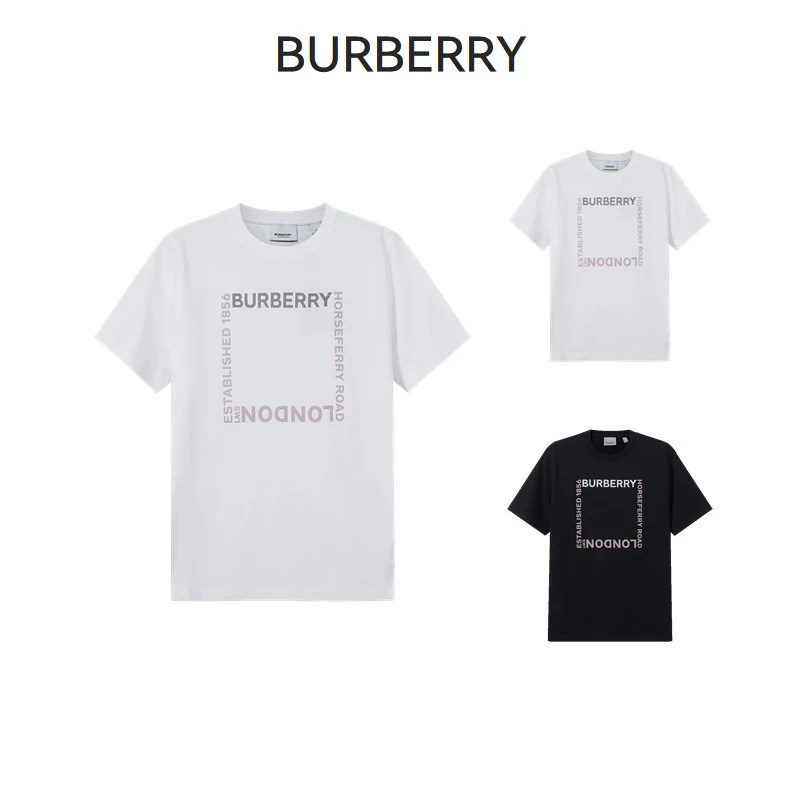 Burberry巴宝莉 女款方形印花圆领短袖T恤 80560481