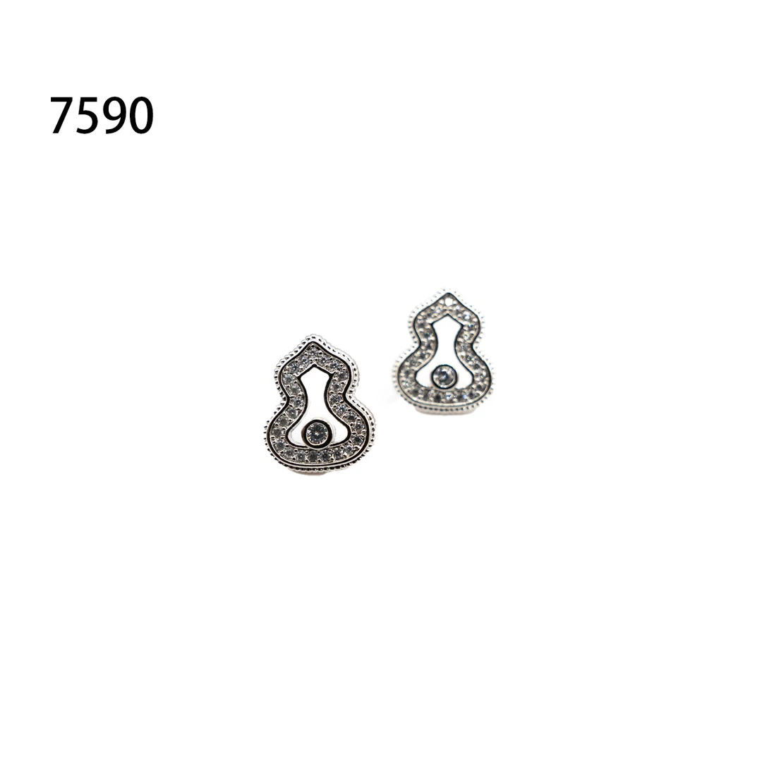 铜合金耳饰 简约镶嵌个性气质耳环小众设计高级感耳钉耳饰～7590