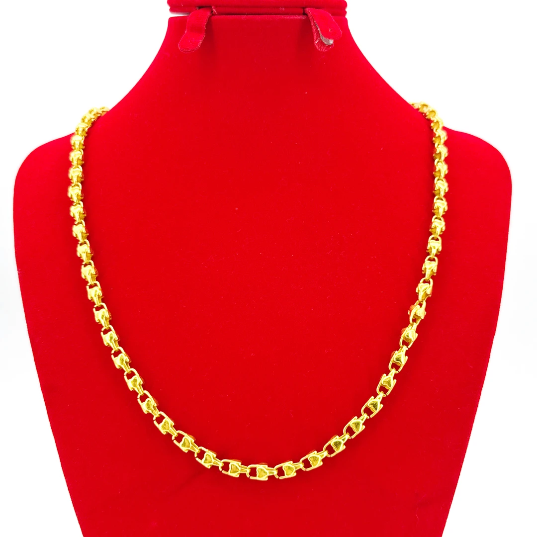 铜合金项链 #S040 古法项链可调节里外一色金色民族风色饰品轻奢