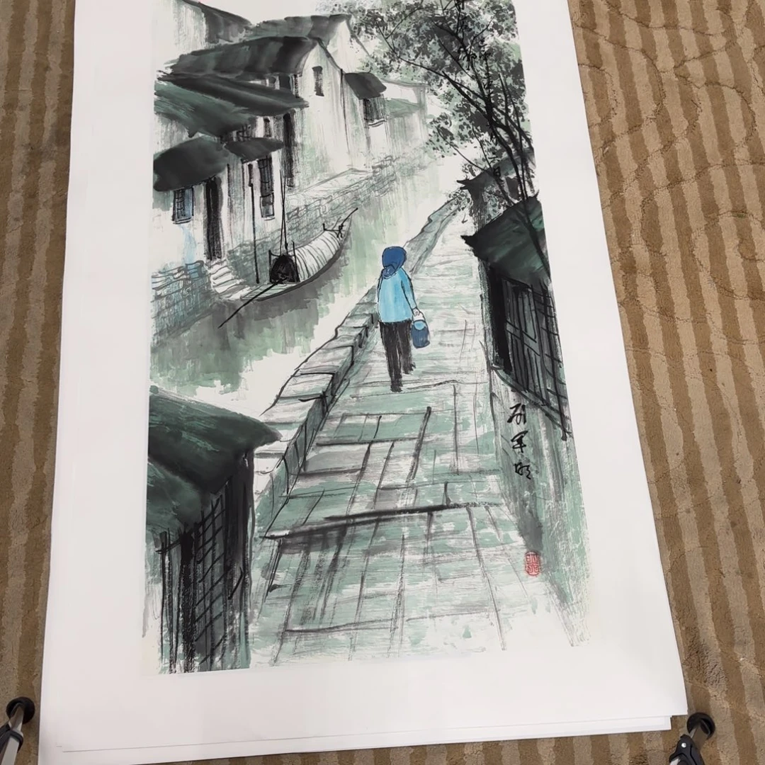 国画花鸟等图案为一体的