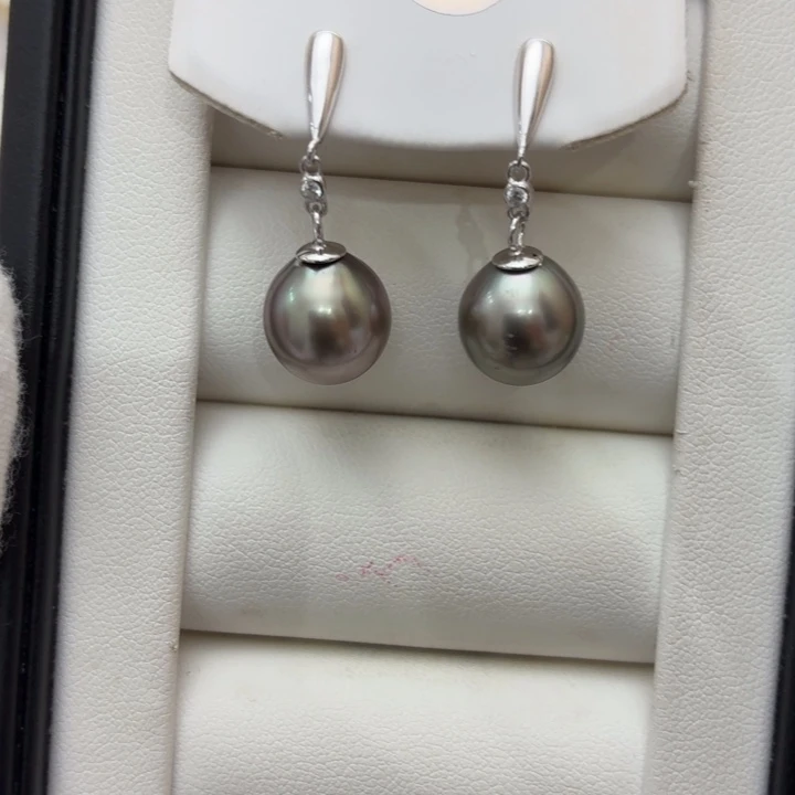 银S925镶嵌耳饰海水珍珠