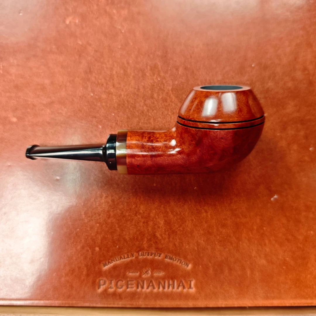 西班牙石楠木烟斗不易裂经典双腰线牛空腔头烟气香甜外出携带方便