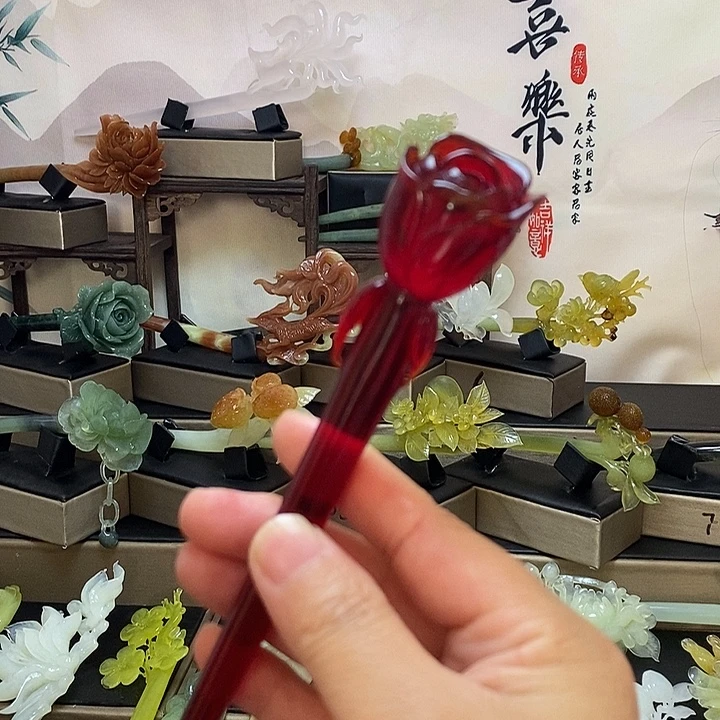 蛇纹石玉合金发饰