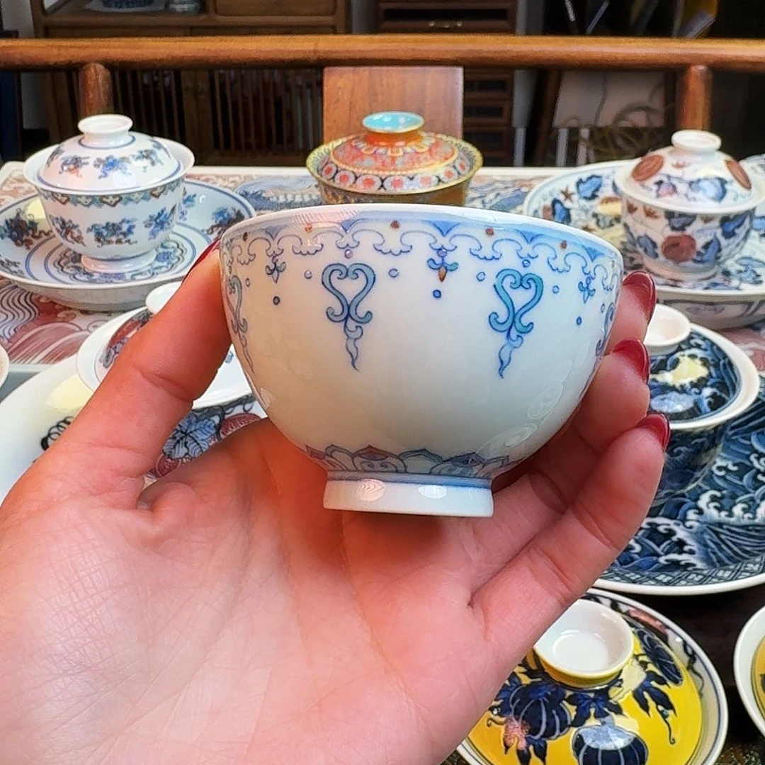 杯见山烧景德镇名窑口斗彩