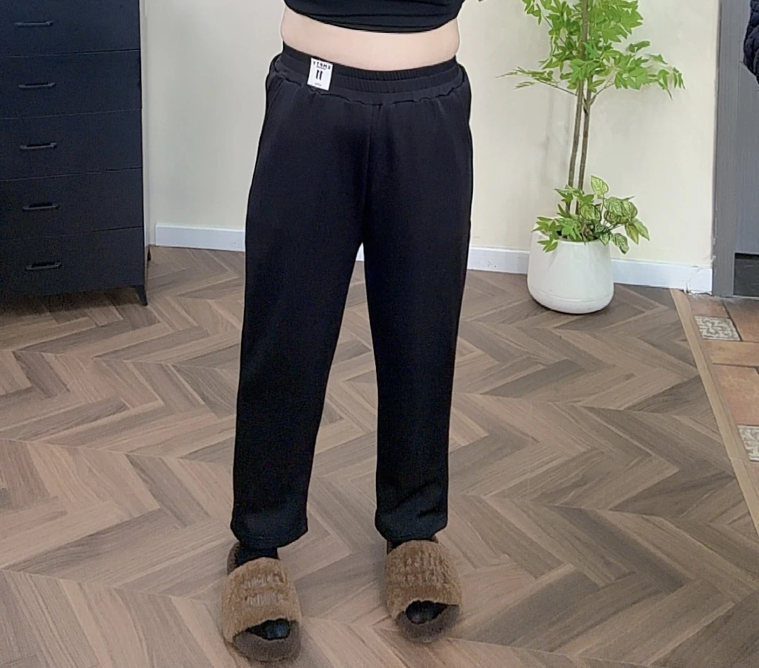 加绒裤腰订标宽松舒适松紧腰工装西裤