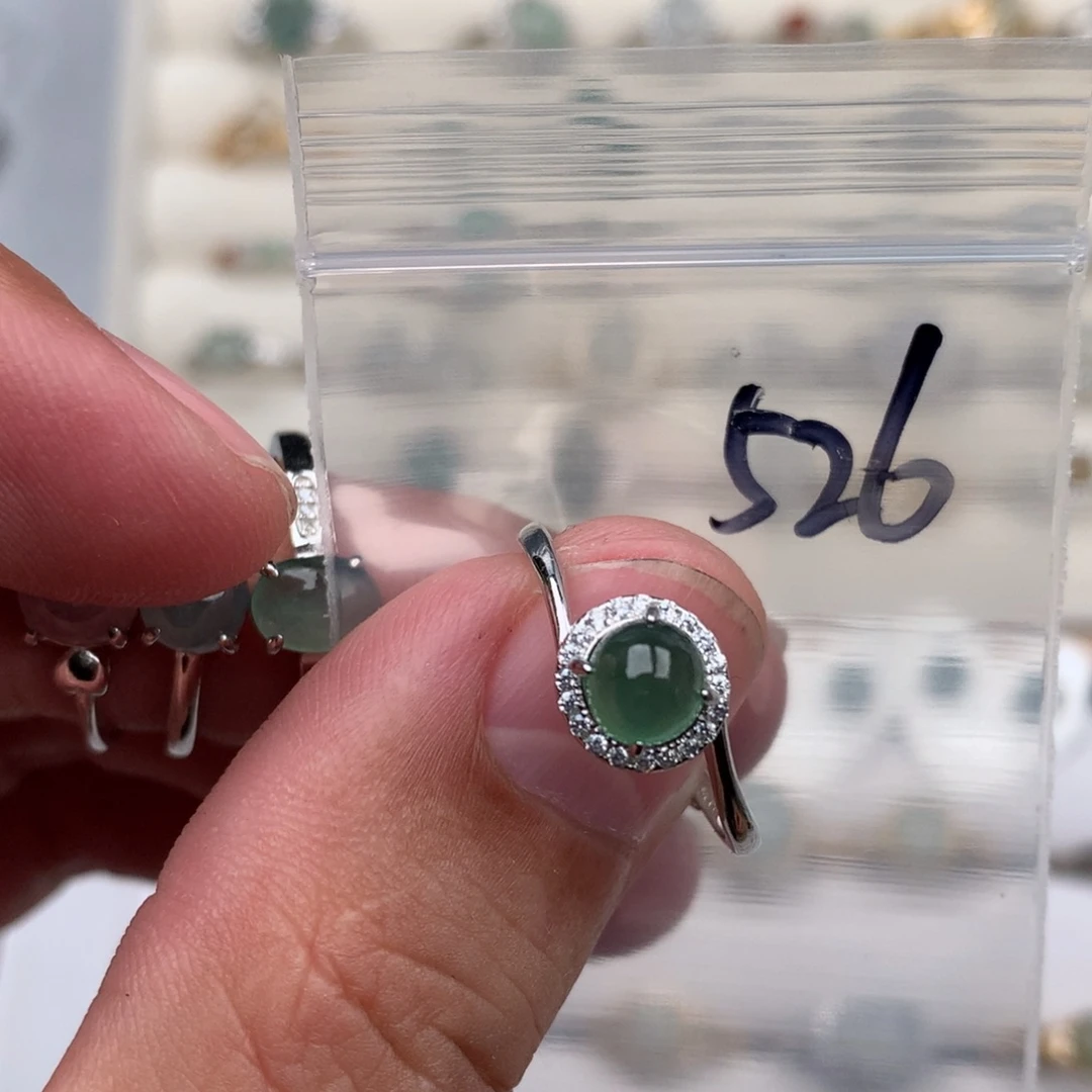 翡翠银S925镶嵌戒圈526