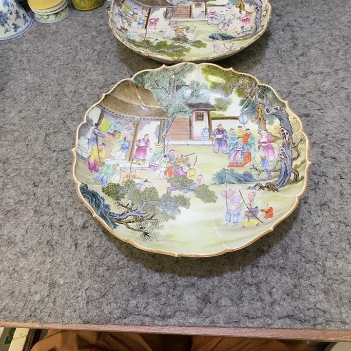 盘陶瓷工艺品摆件粉彩人物盘
