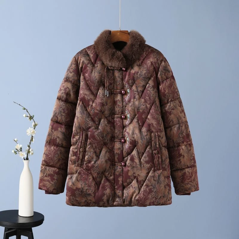 2025新款妈妈棉服毛领加绒短款洋气上档次爆款显气质减龄母亲保暖