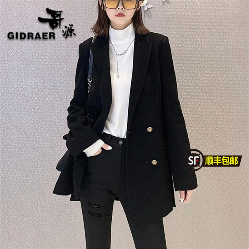 魅言商场同款2023秋冬季新款女装职业百搭百搭双排扣羊毛西装外套