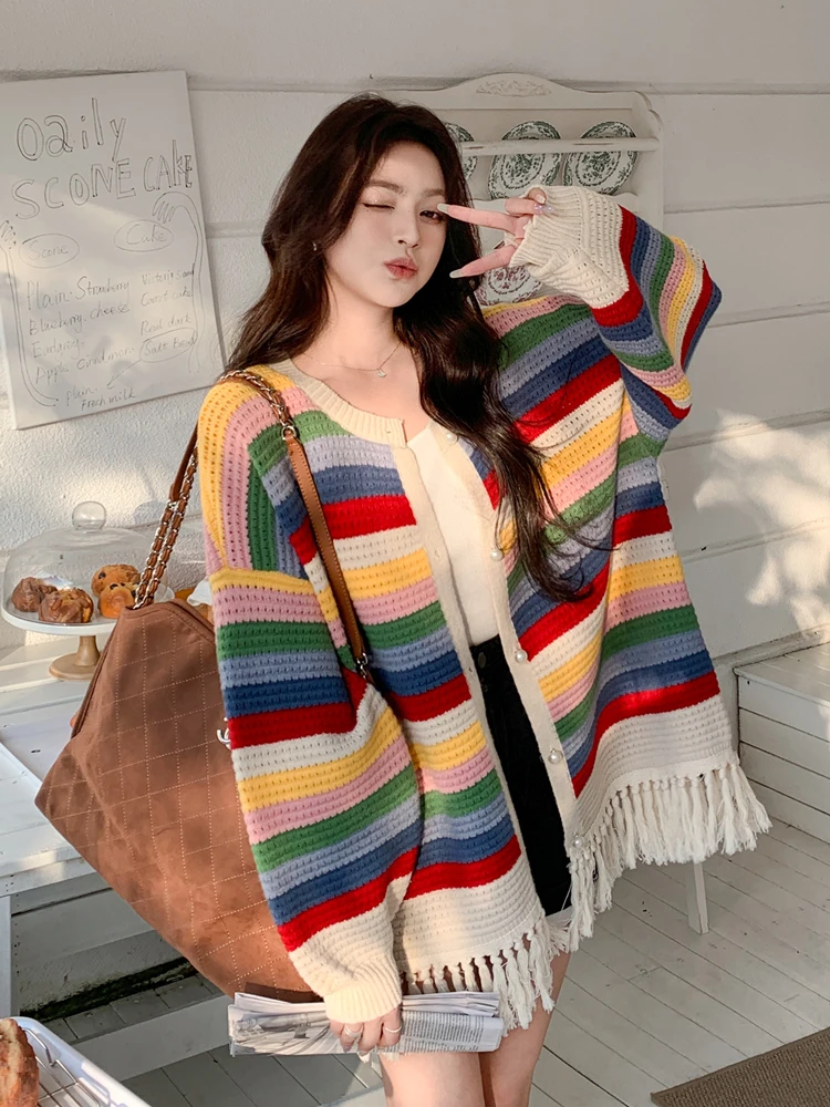 大码女装微胖mm宽松慵懒风毛衣针织衫遮肉显瘦遮肚百搭