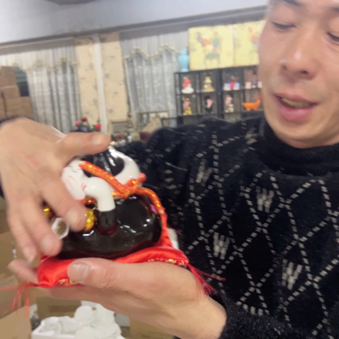 红陶红陶红陶红陶黑色招财猫