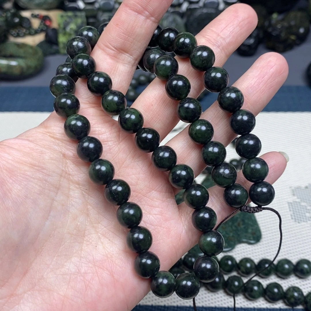 蛇纹石玉项链未镶嵌谢****喜10mm精品