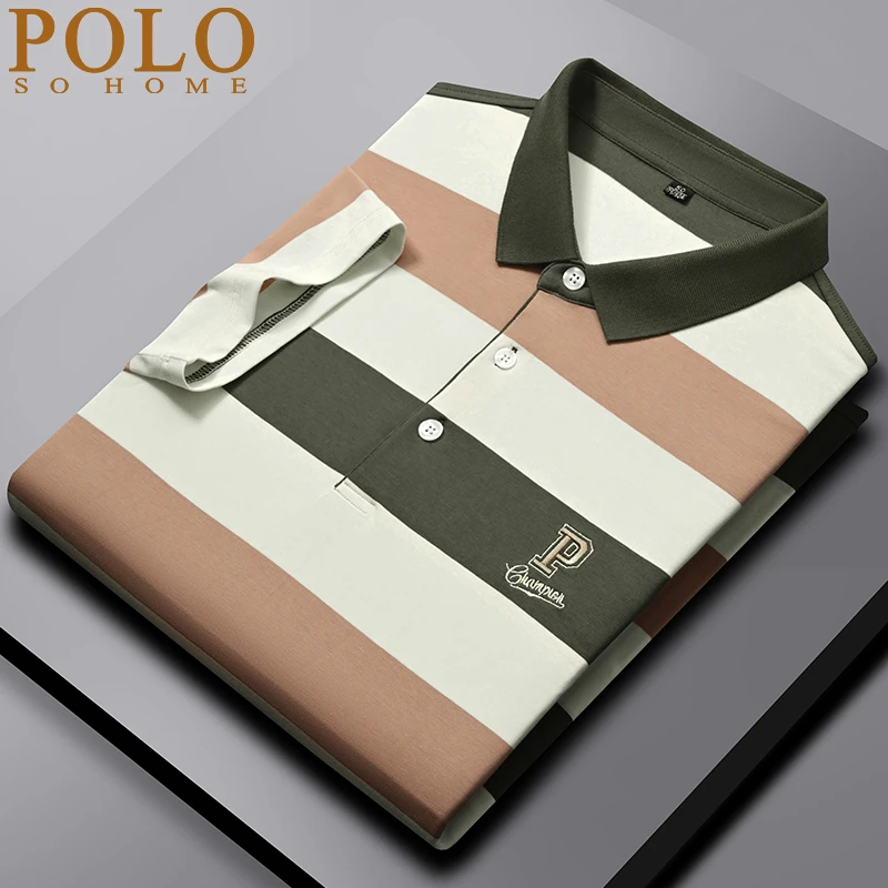 保罗POLO衫男短袖夏季中年纯棉T恤刺绣休闲翻领宽松体恤衫上衣潮T