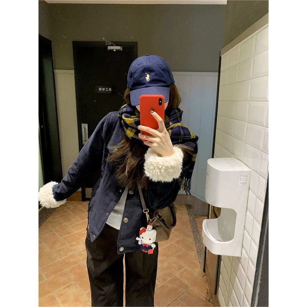 韩系毛毛领夹棉加厚外套女秋冬2025新款棉服小香风上衣高级感ins