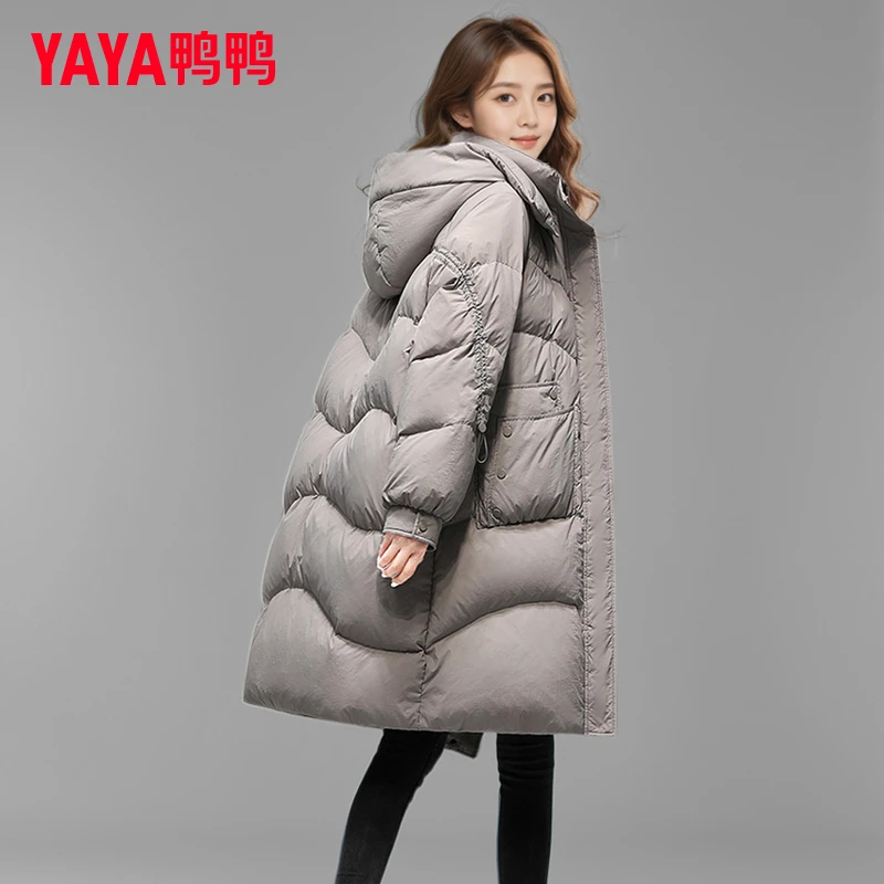YAYA/鸭鸭羽绒服女冬季新款2025中长款加厚保暖简约韩版鸭绒外套
