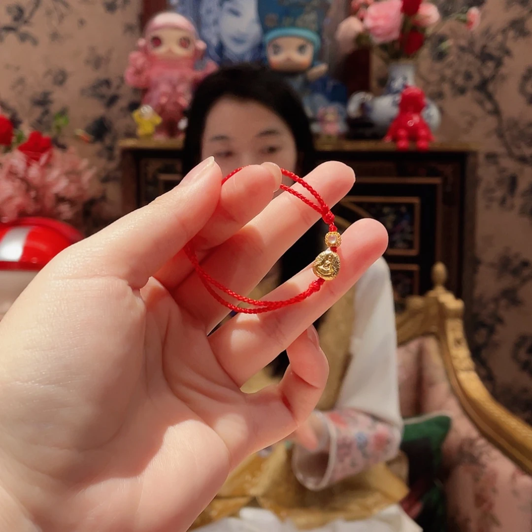 翡翠手绳18K金镶嵌小**主手绳