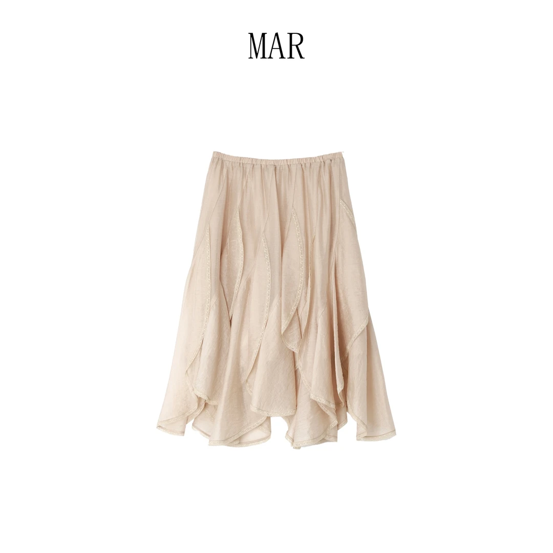 MAR 蕾丝拼接小众设计感不规则半身裙女606047
