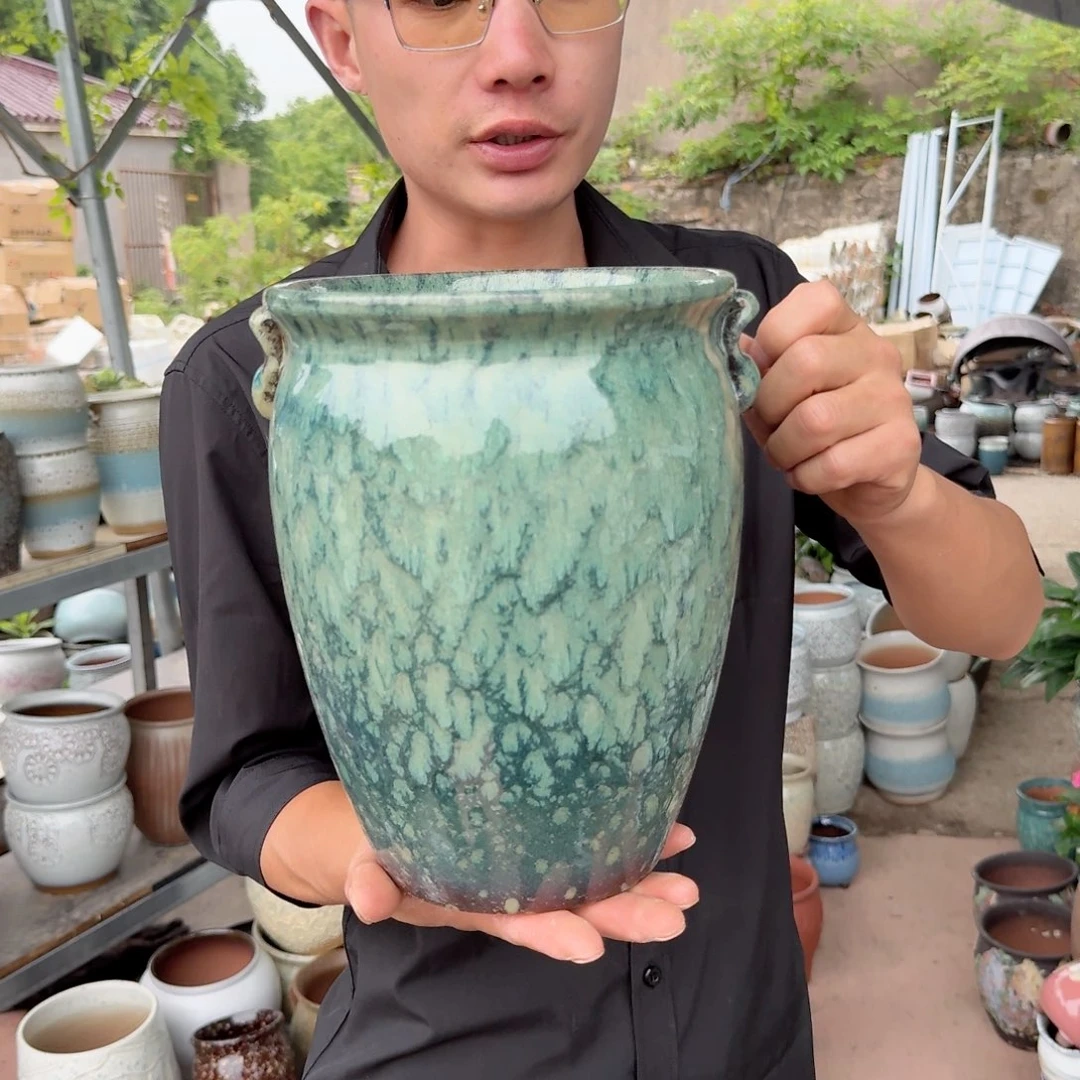 紫砂花盆口19高25（一个镇店之宝绿雪花